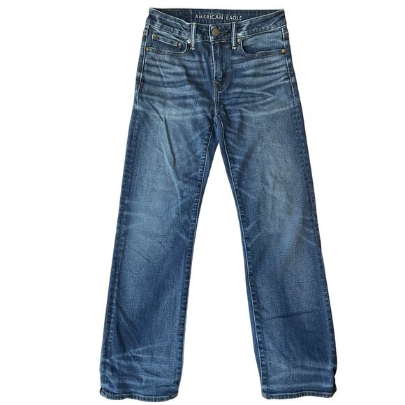 American Eagle Outfitters Men Waxed denim Straight Leg Jeans size 28 x 30, Blue - Picture 1 of 12